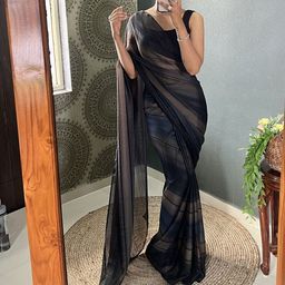KAYOMMI Striped Pure Crepe Ready to Wear Saree-15