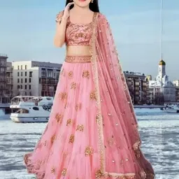 F Plus Fashion Net Semi-Stitched Lehenga Choli-image-22