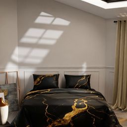 Stoa Paris Black & Gold-Toned Satin King Regular Bedding Set-15