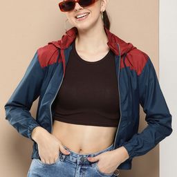 HERE&NOW Colourblocked Hooded Sporty Jacket-41