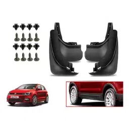 Auto Pearl Front and Rear Mud Guard For Volkswagen Polo 1.2 MPI Trendline 2020 (Black) Set of 4 Pcs-picture-48