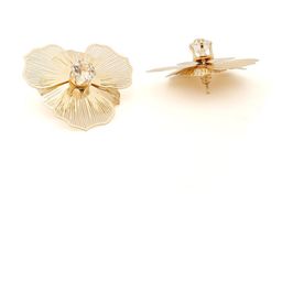 Stoln Gold Plated Artificial Stones Studded Floral Shaped Studs image 2
