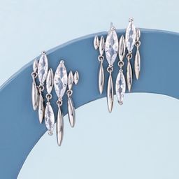 Kushal's Fashion Jewellery Rhodium-Plated Party Zircon Classic Drop Earrings-53