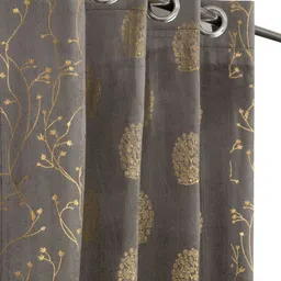 Aura Grey & Gold Ethnic Motifs Velvet Long Door Curtain-picture-42