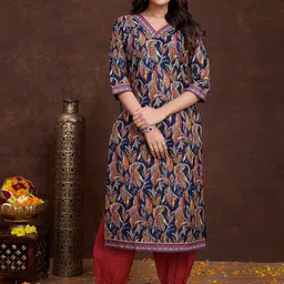 MOJILAA Women Printed Regular Gotta Patti Pure Cotton Kurta with Salwar-45