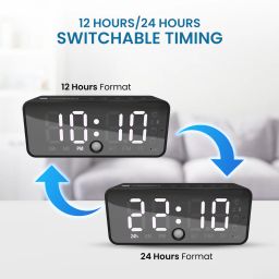Black Portronics pixel 4 portable bluetooth speaker with digital alarm clock image 2