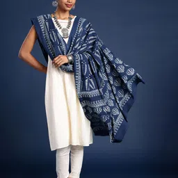 Taavi Ethnic Motifs Printed Block Print Dupatta image 2