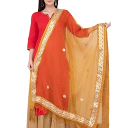 A R SILK DUPATTA HUB Floral Embroidered Organza Dupatta-picture-39