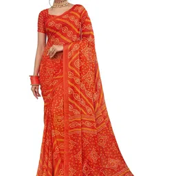 THE FASHION ATTIRE Bandhani Printed Poly Chiffon Saree with Unstitched Blouse Piece-picture-40