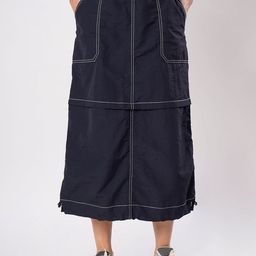 The Roadster Lifestyle Co Contrast-Stitch Midi Skirt-image-11