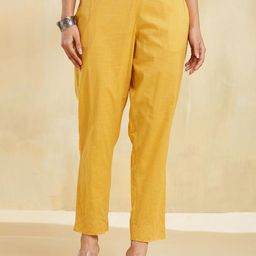 Fabindia Women Mid-Rise Embroidered Cotton Trousers-image-68