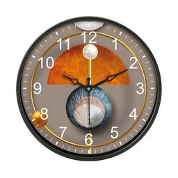 Aura Black & Orange Printed Traditional Wall Clock-26