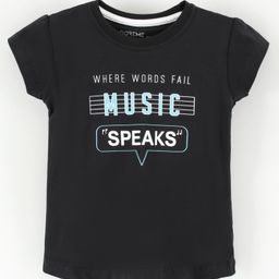 Doreme Short Sleeves Cotton T-Shirt Where Words Fail Music Speaks Print - Grey-picture-13