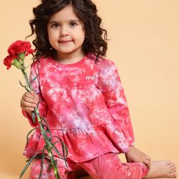 Mi Arcus Full Sleeves Tie & Dyed Peplum Top - Pink-image-97