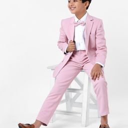 Robo Fry Woven Full Sleeves Solid Party Suit with Bow - Pink-image-136