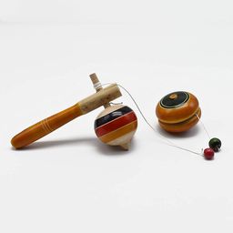 Funwood Games Wooden Hand Spin Top Yo-Yo for Kids Combo of 2 - Assorted Color-6