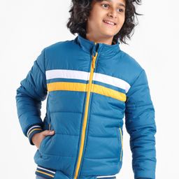 Pine Kids Full Sleeves Cut and Sew Medium Winter Jacket - Teal Blue-image-95