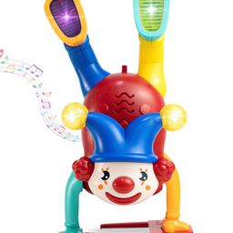 Sanjary battery operator Upside Down Musical Clown Handstand Walking Joker Toys with 3D LED Light Flashing and Sound Toys for Kids -Color May Vary-9
