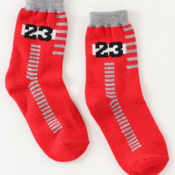 Model  Knit Number Design Socks - Red-image-21