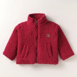 Kanvin Fleece Woven Full Sleeves Winter Jacket With Logo Badge - Red-image-55