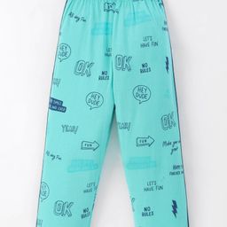 Taeko Single Jersey Knit Full Length Lounge Pant with Text Print - Sea Green-picture-18
