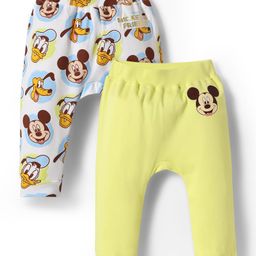 Babyoye Disney Interlock Knit Diaper Leggings With Gold Foil Detailing Mickey & Friends Graphics Pack Of 2 - Yellow & White-image-15