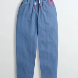 Barbie by Tiny Girl 100% Cotton Denim Brand Name Embroidered Jeans - Light Blue-picture-4