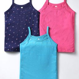Simply Sinker Knit Slips With Fruits & Animal Print Pack Of 3 - Navy Blue Pink & Turquoise-23