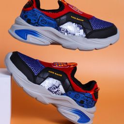 ABROS Mother Board Designed Slip On Shoes - Royal Blue & Black-image-2