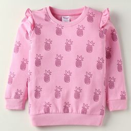Tango Looper Knit Full Sleeves T-Shirt with Pineapple Print - Pink-picture-21