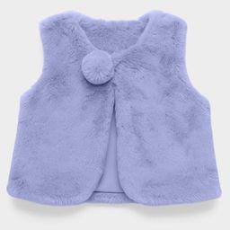 Mi Arcus Knit Sleeveless Pom Pom & Fur Detailed Shrug - Lavender-image-83