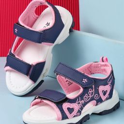 Cute Walk by Babyhug Velcro Closure Sandals with Heart Applique - Blue-picture-23
