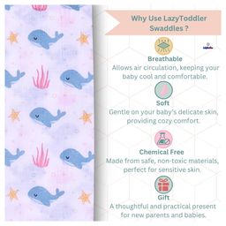 LazyToddler Multipurpose Swaddle Wrap 100% MuslinSingle Pc Fish Print- Multicolour image 2