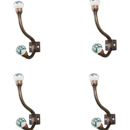 Indianshelf White & Copper toned 4 Pieces Printed Metal Hooks-25