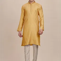 Anouk Striped Mandarin Collar Thread Work Cotton Straight Kurta-image-51