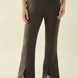 98 Degree North Women Flared Fit High-Rise Easy Wash Pleated Trousers-picture-3