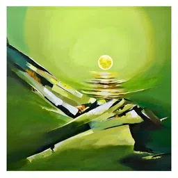 Inephos Green And Yellow Canvas Abstract Wall Art-3