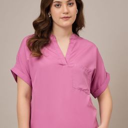 DressBerry Women Solid Modern V-Neck Casual Top-picture-2
