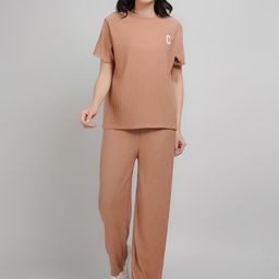 Lugo Solid Round Neck T-Shirt With Trousers-image-11