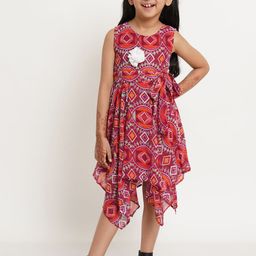 Creative Kids-Girls Ethnic Motifs Print A-Line Midi Dress-51