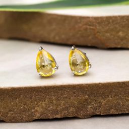 925 Silver Yellow Teardrop Stud Earrings November Birthstone Gift for Women Cubic Zirconia Sterling Silver Stud Earring-image-45