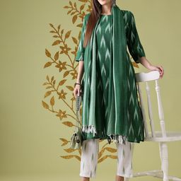 Anouk Ikat Print Pure Cotton Kurta with Trousers & Dupatta-41