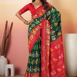 TIRA Ethnic Motifs Printed Zari Saree-image-16