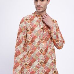 Anouk Rustic Ethnic Motifs Print Band Collar Roll-Up Sleeves Straight Kurta-picture-22