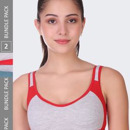 POOJA RAGENEE Pack Of 2 Non-Wired Non-Padded Anti-Bacterial Cotton Sports Bra-image-75