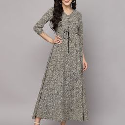 aayu Printed V-Neck Maxi Dress-image-70