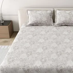 MAFATLAL Grey Floral Printed Pure Cotton 186 TC King Bedsheet Set 2.74 m x 2.74 m-image-53