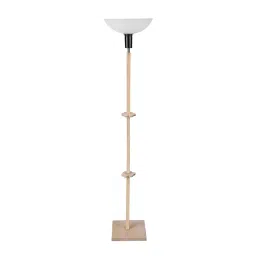 Sanded Edge Wood Style E Walnut Frappe Uplight Floor Lamp in Solid Wood with White Washable Acrylic-15