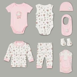 Juniors by Lifestyle Infant Girls 7-Pcs Printed Cotton Gift Set-picture-13