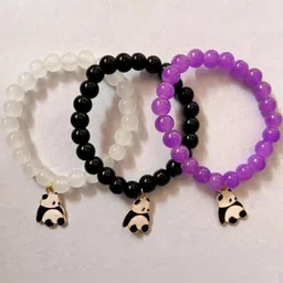 Rodya 3 Piece Multicolored Artificial Beads Panda Charm Bracelet-19